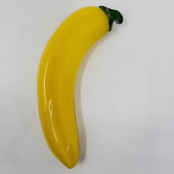 25. Handblown Banana Yellow With Green Stem Glass Kitchen Home Decor - Picture 2 of 5